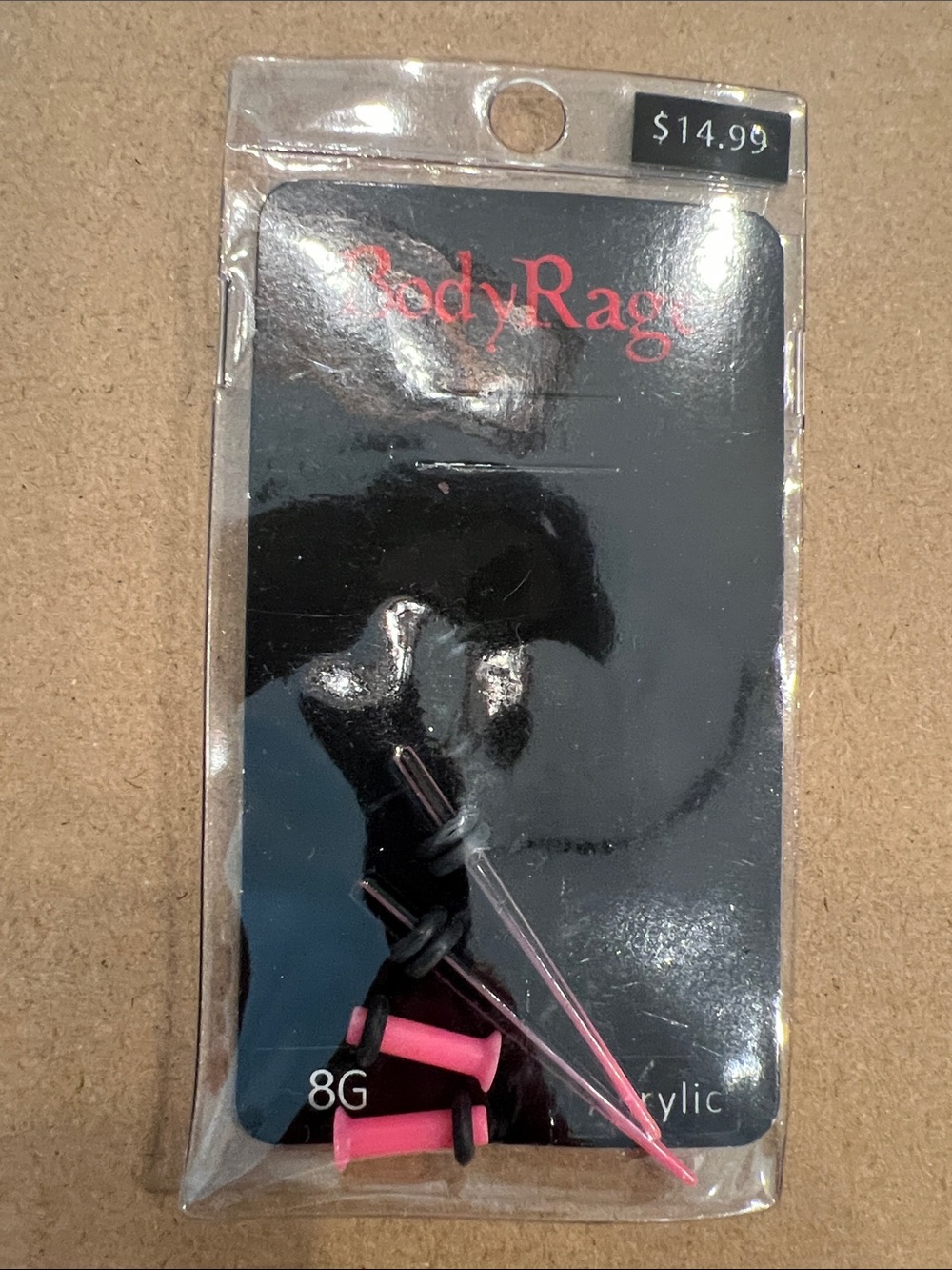 BodyRage Pink Acrylic Ear Tapers - 8G Stretching Set